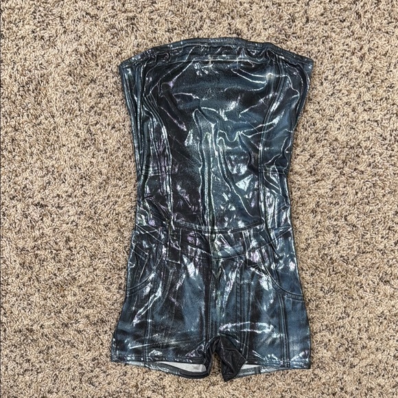 Fashion Nova Pants - Fashion nova size medium faux denim metallic romper